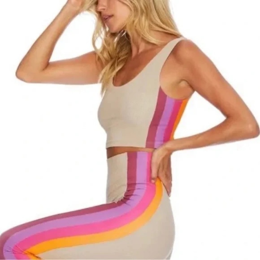 Beach Riot Striped Workout Set Leggings and Top